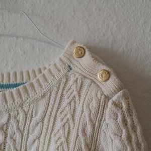 Cream Fisherman Boat Neck Sweater